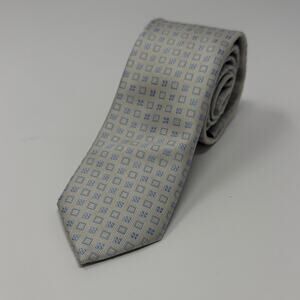 Imani Uomo 100% Silk Narrow Tie - Ivory/Blue